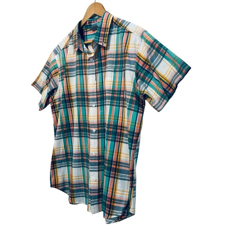 COLUMBIA Men's Large Collared Button Down Regular Fit Plaid Short Sleeve Shirt - Picture 3 of 4